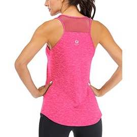 ICTIVE Workout Tank Tops for Women Breathable Mesh Racerback Tank Loose Fit Backless Running Gym Tops Rose M