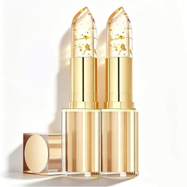 Color Changing Lipstick, Gold Crystal pH Lipstick Color Changing, Long Lasting Transferproof & Moisturizing Lip Care for Women (2pc)