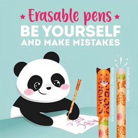 HTGWCG Erasable Gel ink Pens,Cute Cartoon Animal Stationary, Tip Diameter 0.7 mm for Kids Adults Sketching,Drawing,School Office Supplies (C)