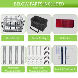 GoldToolSet Large Dog Bike Basket with Removable Liner Bag, Portable Rear Bike Basket Carrier for Travel, Waterproof Bike Storage Suit for Front/Rear/Side of Bicycle, Ebike Accessoriest for Pets, Fruit & Grocery