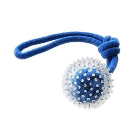 Ruff Play Spiky Ball Tug Rope Dog Toy, Blue - Training Ball on Rope, Dog Teething Toy, Durable Chew Balls, Spiky Ball, Rubber Chew Toys, Aids Dogs Dental Health
