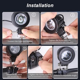 Ygmylandbb Motorcycle Spotlight Brackets, Universal Adjustable Angle Motorcycle Modified LED Spotlights Bracket Stainless Steel Motorcycle Fog Light Mount Holder, 2Pcs