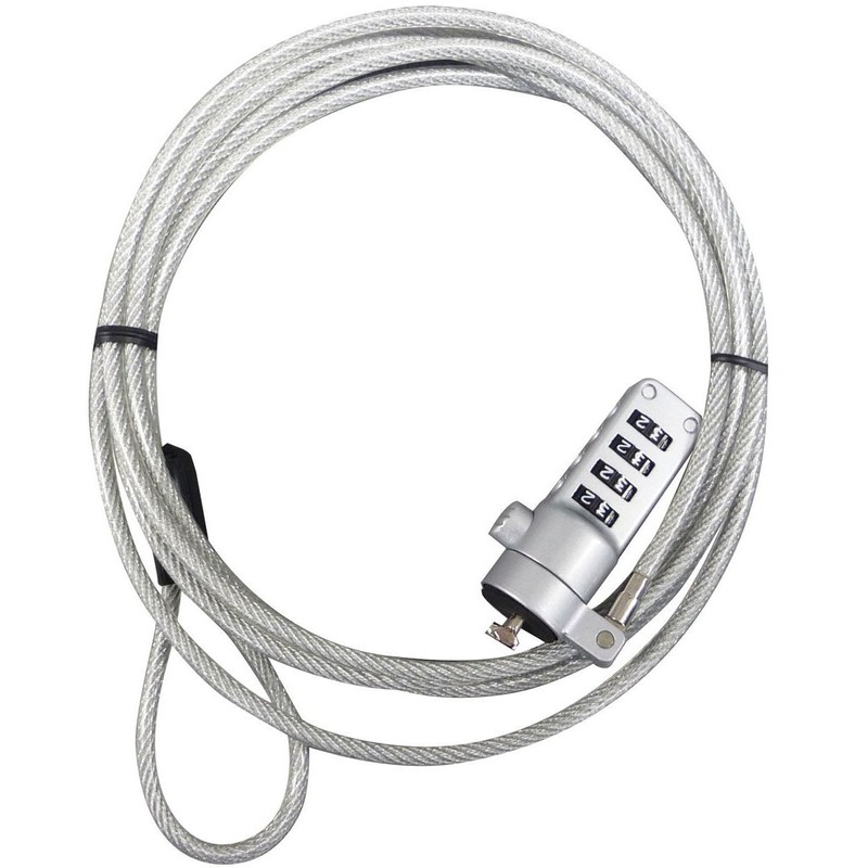 Digio2 セキュリティロック シルバー 4桁ダイヤル式タイプ (ワイヤー長2m、ワイヤーの太さφ4mm) SL-055