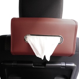 BOOMIE Car Tissue Holder, High Quality PU Leather x Multi-functional Mounting, Tissue Case, Headrest Holder, Sun Visor, Armrest, 2 Sizes Compatible, Car Interior Accessories, Present, Red