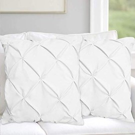 Pinch Pleated European Square Pillow Shams Set Of 2 White Solid Pinch Pillow Shams 500 TC Soft & Luxurious Pinch Euro Pillow Cover Sham 26x26,100% Egyptian Cotton Gorgeous Decorative Pinch Pillow Sham