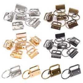 Swpeet 24Pcs 4 Colors 1 Inch/ 25mm Key Fob Hardware with Key Rings Sets, Perfect for Bag Wristlets with Fabric/Ribbon/Webbing/Embossed and Other Hand Craft - (Sliver Bronze Gun-Black Gold)