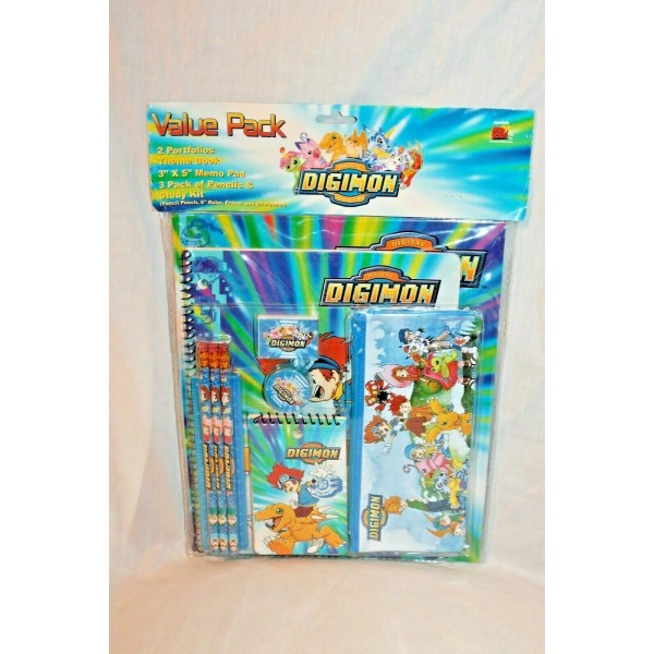 STARPOINT NEW IN PACKAGE DIGIMON 9 PC STATIONARY KIT, PENCILS,