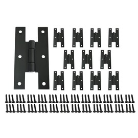 QCAA Black Steel H-Hinge, for Cabinet Doors, Matte Black, 12 Pack, Made in Taiwan