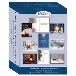 Shared Blessings Blessings of Christmas 24 Count Religious Christmas Cards - New International Version Scripture - Winter Holiday Cards with Envelopes - Assorted Designs