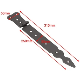 KOTARBAU® Set of 2 Shutter Hinges 250 mm Gate Hinge Door Hinge Throw Hinge Cross Hinge Black Rustproof Garden Gate Hinge Construction Fitting Robust