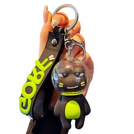 HSYHERE Llavero de metal creativo divertido astronauta rana científica para mujeres y hombres, Negro -, Small