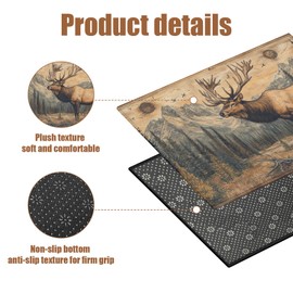 COSHARKLY Rustic Cabin Bath Mat,Forest Deer Bathroom Rug,Shower Mats for Bathtub Shower Room Sinks,Non-Slip Floor Mats Soft Doormats for Home Decor 17x30 Inch