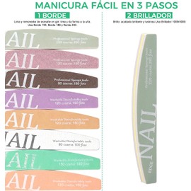 12 Piezas Limas para Uñas Lima de Uñas Kit de Herramientas para Manicura Limas de Cartón que no Sueltan Arena, Duraderas, Lima Esponja para Dar Forma y Remover el Esmalte (12PCS)