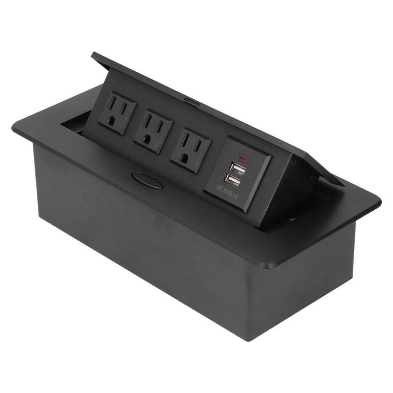 Power Socket Slow Opening Waterproof Modern Recessed Power Strip Desk