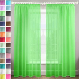 Megachest gathering tape voile curtain(Lime W 56" x L 81" (2 Panels)