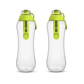 PearlCo - Two Soft Water Bottles with Filter 0.5 Litres (Green) | Water Bottle BPA-Free | School, Sports, Water, On the Go
