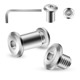 1/4-20 x 5/16" 20Pcs Flat Head Hex Socket Cap Screws Bolts Barrel Nuts Kit, 304 Stainless Steel 18-8, Full Thread by SG TZH (with Hex Spanner)