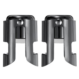 uxcell 2 Pcs Champagne Stopper, Stainless Steel Bottle Plug Sealer for Sparkling Wine, Bubble Retaining Saver, Black