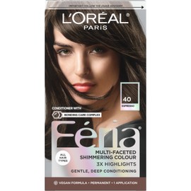 L'Oreal Paris Feria Multi-Faceted Shimmering Permanent Hair Color, 40 Espresso, Pack of 1, Hair Dye