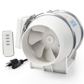 Voltset 4" Inch Inline Exhaust Fan with Remote Control, 280 CFM High Efficiency Air Flow for Bathroom, Kitchen, Grow Tent, Hydroponics, 3D Printer