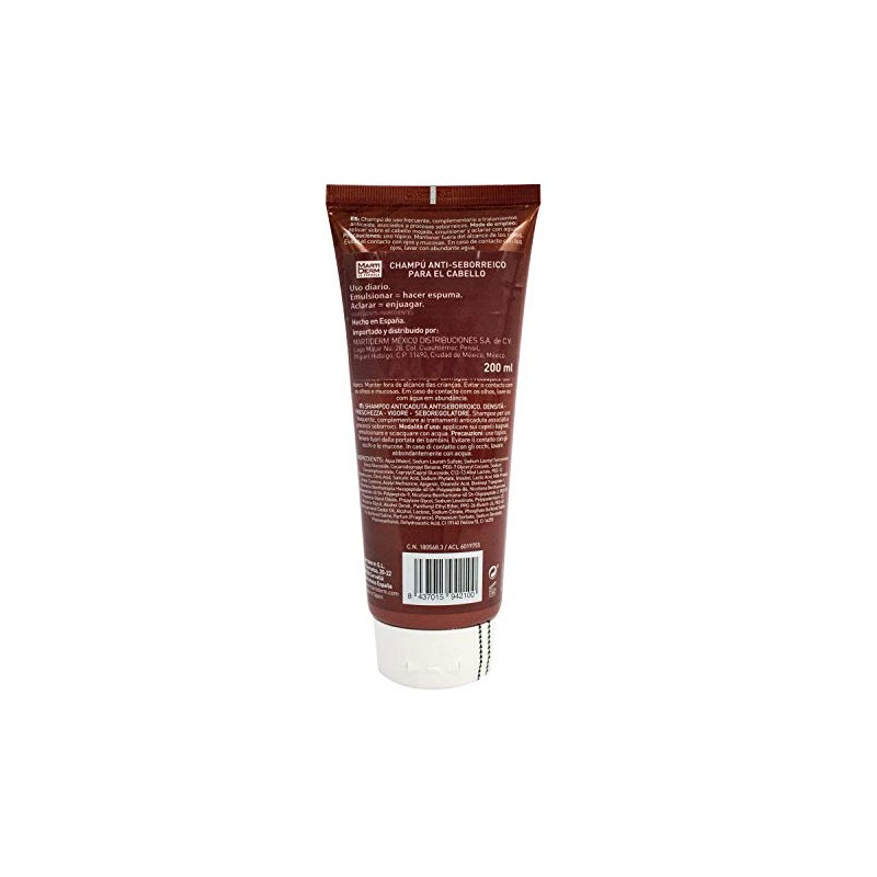 MartiDerm Hair System Champú/Shampoo Anticaída Antiseborreico. Consigue un cabello libre