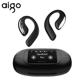 AIGO SJ295 OWS Wireless Bluetooth Earbuds, 85 Hours Playtime, Immersive Premium Sound, Long Distance Connection Headset with Charging Case, Light-Weight Headphones with Built-in Microphone - Color: Black