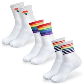 mtuihfo 3 Pairs Rainbow socks set, Pride Socks Women Men,Unisex Colorful Gay Crew Sock for LGTBQ Party Accessories