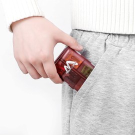 M MUchengbao 4PS Pill Organizer Travel Pill Box，Portable Folding Small Pill Case Daily Pill Box Organizer Pill Container Used for Purse Storage Vitamin Fish Oil Pills Etc Medication Organizer (Red)