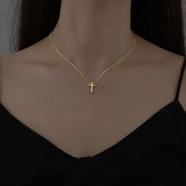 Andelaisi Boho Cross Necklace Choker Gold Cross Crucifix Choker Necklace Vintage Cross Jesus Religious Necklace Chain Gothic Cross Crucifix Necklace Jewelry for Women