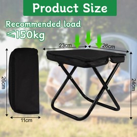 Handbag Stool Ultraleicht Walkstool Campinghocker Klappbar Faltbarer Hocker für Unterwegs Falthocker Camping Fußhocker Angelhocker Faltbar 150 kg für Reisen Wandern Garten Angeln Grillen Strand