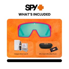 Spy Monolith 62MM Matte Neon Pink/Happy Bronze Light Green Spectra Mirror Rectangular Sunglasses for Men + BUNDLE With Designer iWear Complimentary Eyewear Kit
