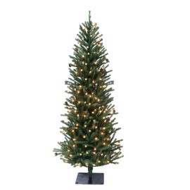 Puleo International Pre-Lit 6' Fir Artificial Christmas Tree with 300 Lights and Pine Cones, Green