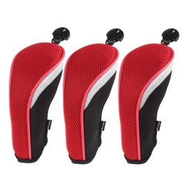 Andux Golf Hybrid Club Head Covers with Dial No. Tag Pack of 3 (All The Same Size) Black/red