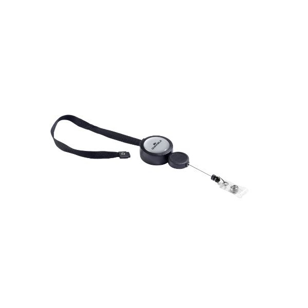 Durable Badge Reel PLUS with Black Lanyard | Pack of