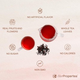 Her Propertea Black Currant Black Tea – Caffeinated, Natural, Antioxidant-Rich, Premium Whole Leaf Black Tea Blend with Black Currant. 12 Plant-Based Pyramid Tea Bags (1.3 OZ)