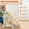 Pithfor Wooden Activity Cube Push Walker, Wooden Baby Walker, Montessori