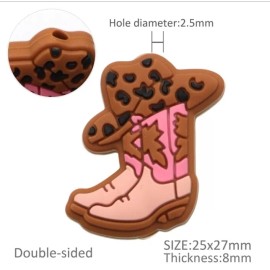 Crafty Mama Wholesale 1 pc. Black cowboy boot Silicone Focal Bead, Beadable accessories