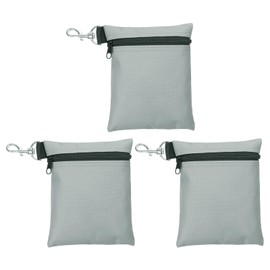 PATIKIL Zipper Golf Tee Pouch 6.7 x 5.5 Inch, 3 Pack Valuables Golf Tee Bag Golf Bag Accessories with Clip for Men Women Storage, Grey