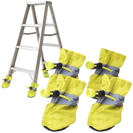 GLOFIN Stepladder Foot Cover Stepladder Socks, Floor Scratch-Resistant, Dirt-Proof, Foot Rubber, Telescopic Stepladder, Work Ladder, Flooring (4 Pieces, Yellow)