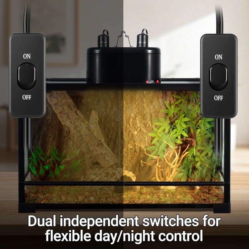 REPTI ZOO Dual Reptile Light Fixture for Reptile Dome UVB