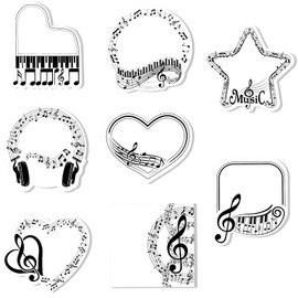 8 Pack Music Themed Sticky Note,Different Shapes Black White Music Notes Self-Stick Notepad Memo Pads Musical Notes Message Reminder Pad for Kid Student School Office Supplies Party Favor