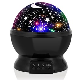 Colorful Children's Desktop Night Light (1 PCS), Children's Room Decoration, Moon and Star Projection Light 360 Degree Rotation, Multiple Modes, Unique Gifts for Boys and Girls (Black)