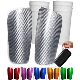 Carbon Fiber Soccer Shin Guards, with Portable Carrying Case and Sleeves, Super Strong, Ultra Light, Shock Resistance, Air Permeability, Suitable for Adult, Youth, Kid, Effective Protection