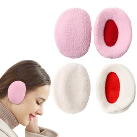 Ruayia Earmuffs Women's Pack of 2, Ear Warmers Women's Earbags Earmuffs Foldable Washable Plush Ear Muffs Warm Cold Protection Cold Winter Accessories Outdoor Ear Cups, Pink and white