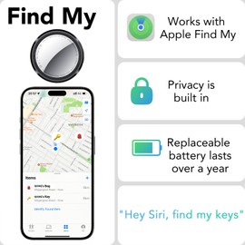 Key Finder KeyFinder with Find My, Bluetooth Item Finder for Key/Luggage/Bags, 1 Year Standby Time, Black