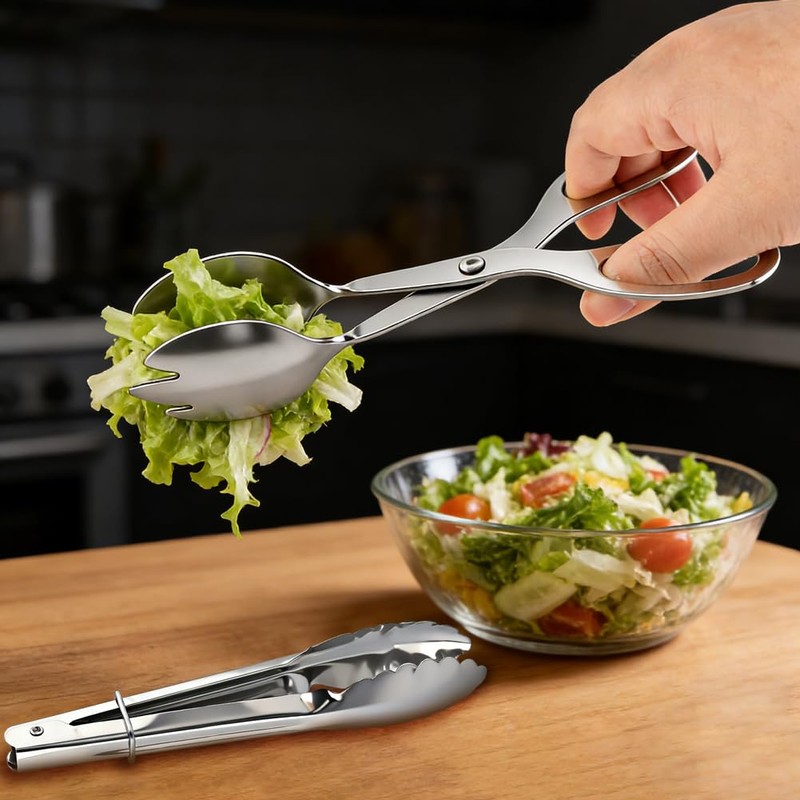 3‑Pack Stainless Steel Kitchen Serving Tongs for Buffet Party Catering