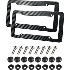 2 Pack License Pate Frames,License Plate Cover,Carbon Fiber License Plate Frame, Accessories Number Plate Frames with Fasteners and Screws,Fit for All  and  License Plate