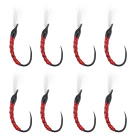 Micro Traders 8pcs Red Bloodworm Flies Lures Size 10 Fishing Lure Hooks for Trout Fishing