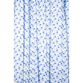 Croydex AE543424 Mosaic PVC Shower Curtain, Blue, 1800 x 1800mm