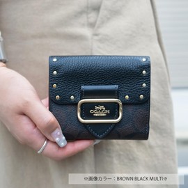 Coach CF471 CF472 CF473 CH151 Women's Bi-Fold Wallet, Outlet, Leather, Compact, Brand, Morgan, DENIM MULTI